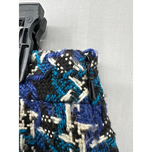Loft Skirt Womens 2 Blue Plaid Tweed Mini Academia Preppy Grunge Capsule Boho - Picture 6 of 9